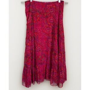 Maxi Skirt Women's M Fairycore Gypsy Festival Pink Paisley Long Whimsygoth Flowy